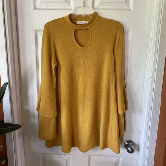 Chris & Carol Sweater Women’s Size M Goldenrod Long Sleeve Flared Layered Sleeve - Picture 1 of 12